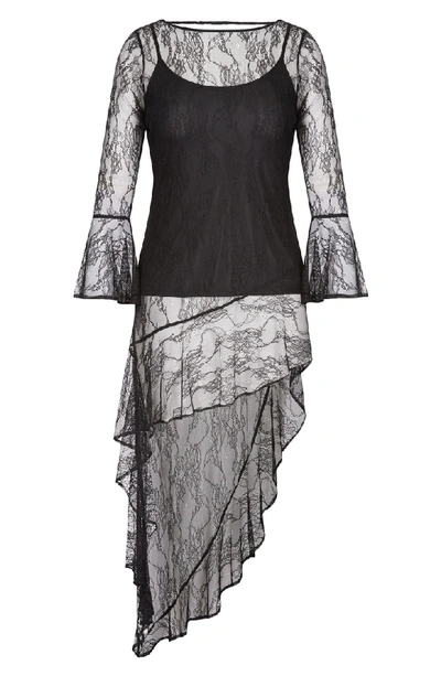 Shop City Chic Sheer Lace Top In Black