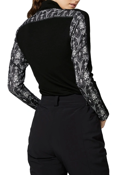 Shop Helly Hansen Lifa Merino Wool Half Zip Pullover In Black/ Frost Print