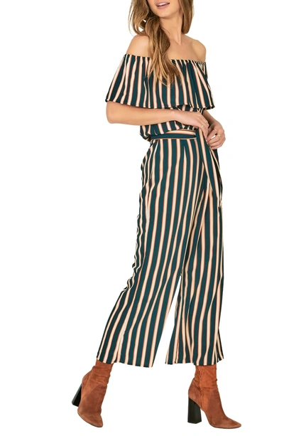 Shop Amuse Society Earn Your Stripes Pants In Emerald