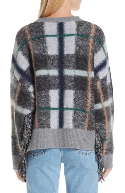 Shop Stella Mccartney Wool Blend Plaid Sweater In Grey Colourway