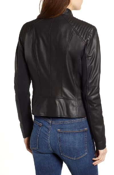 Shop Marc New York Feather Leather Moto Jacket In Black