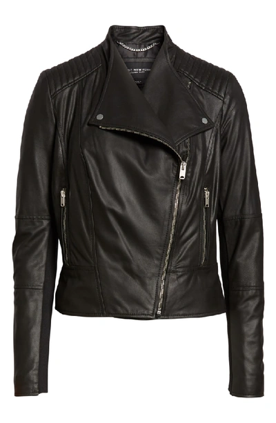 Shop Marc New York Feather Leather Moto Jacket In Black