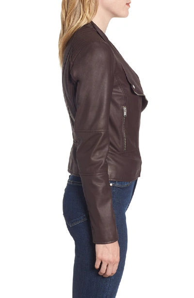 Shop Marc New York Feather Leather Moto Jacket In Burgundy