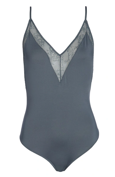 Shop Vince Camuto Lana Low Back Bodysuit In Weathered Slate