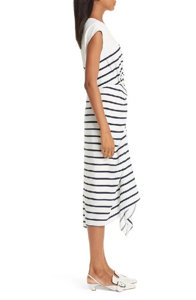 Shop Sies Marjan Anita Stripe Silk Dress In White-navy Stripe