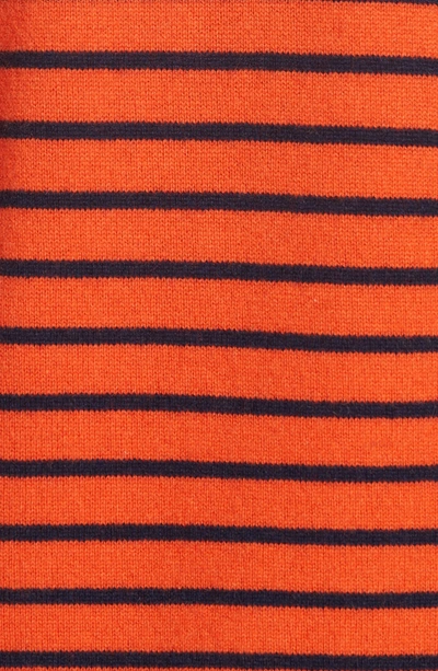 Shop Kule Stripe Cashmere Sweater In Poppy/ Navy
