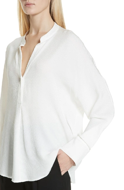 Shop Vince Jacquard Dot Silk Blouse In Off White