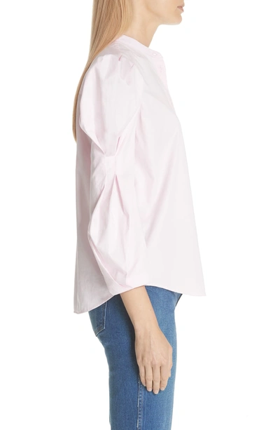 Shop Khaite Puff Shoulder Cotton Poplin Blouse In Pink