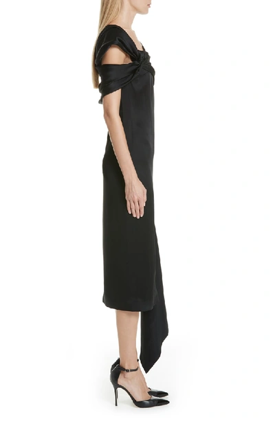 Shop Monse Twist Neck Deconstructed Midi Dress In Black