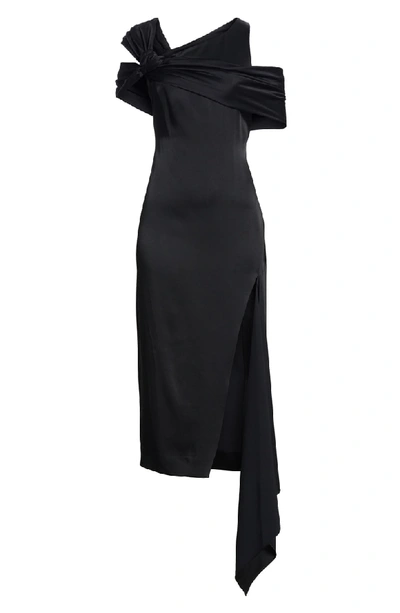 Shop Monse Twist Neck Deconstructed Midi Dress In Black