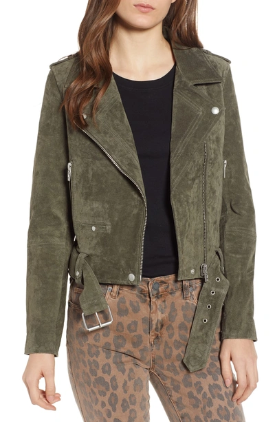 Blanknyc Suede Moto Jacket In Herb