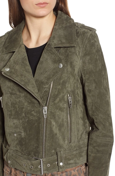 Blanknyc Suede Moto Jacket In Herb