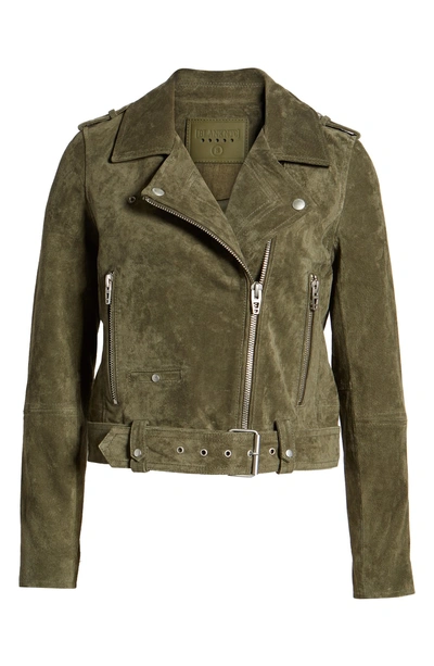 Blanknyc Suede Moto Jacket In Herb