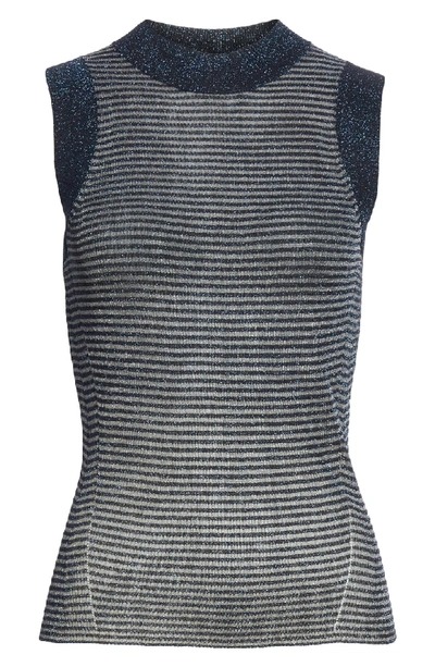 Shop Rag & Bone Raina Metallic Stripe Tank Top In Denim Blue