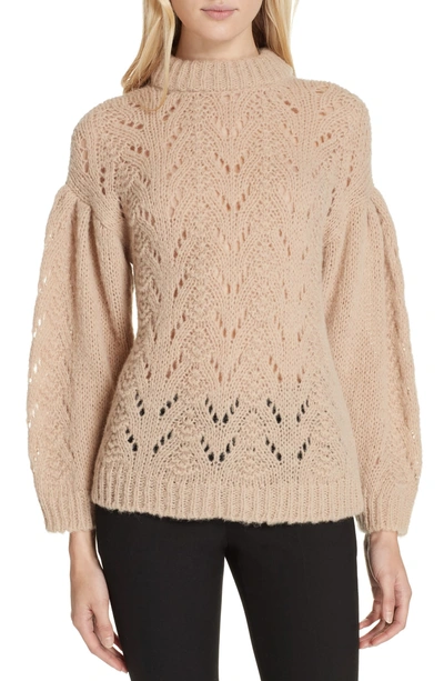 Shop Kate Spade Pointelle Sweater In Roasted Peanut