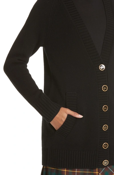 Shop Burberry Elqui Logo Button Cashmere Cardigan In Black