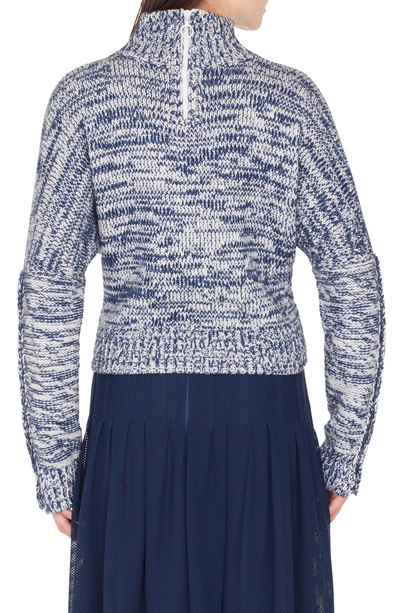 Shop Akris Punto Melange Knit Turtleneck Sweater In Cielo-crema