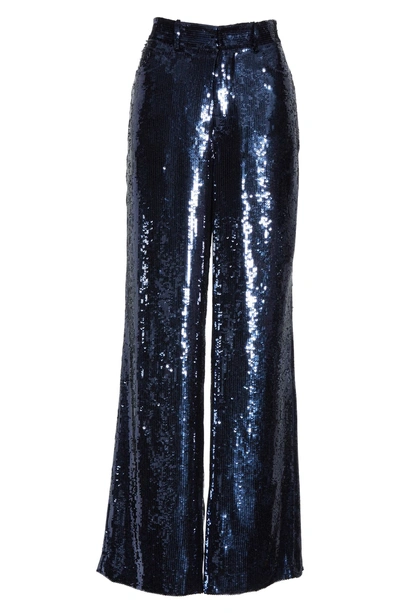 Polo Ralph Lauren Wide Leg Sequin Pants In Navy | ModeSens