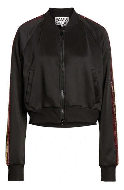 Shop Pam & Gela Sleeve Stripe Track Jacket In Black