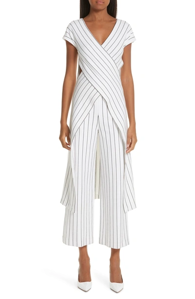 Shop Rosetta Getty Stripe Cross Panel Top In White/ Black