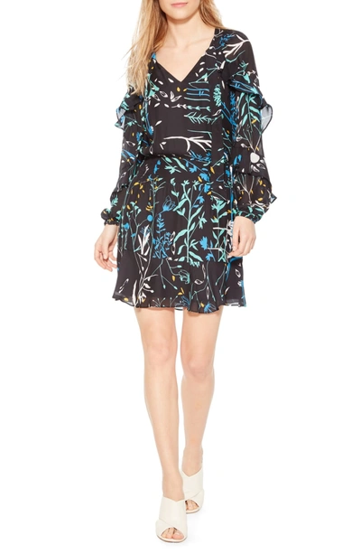 Shop Parker Gigi Ruffle Sleeve Silk Blend Dress In Woodlands