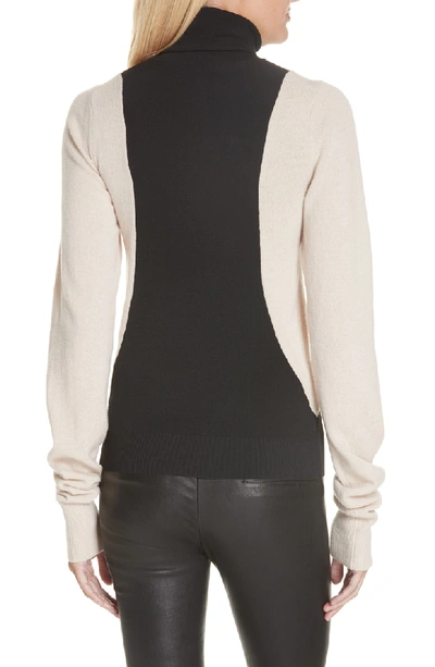 Shop Helmut Lang Colorblock Wool Blend Turtleneck Sweater In Black/ Nut