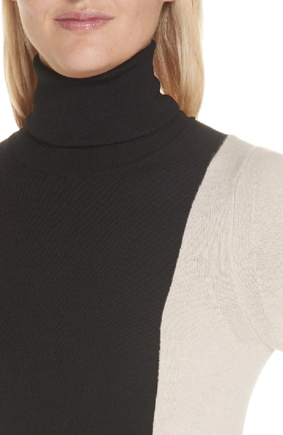 Shop Helmut Lang Colorblock Wool Blend Turtleneck Sweater In Black/ Nut