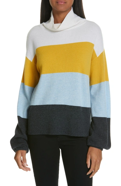 Shop Veronica Beard Faber Stripe Cashmere Sweater In Yellow Multi