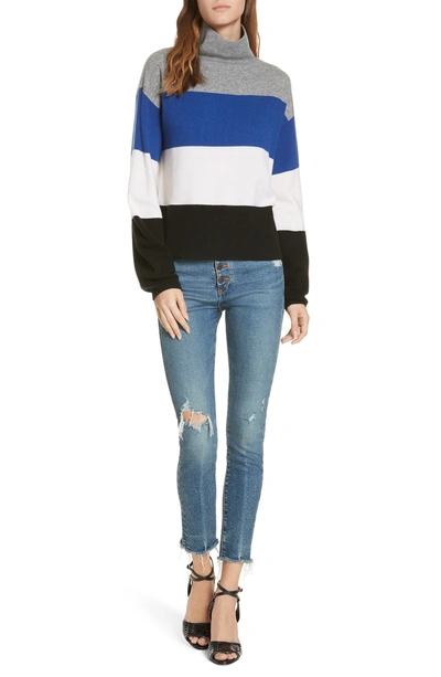 Shop Veronica Beard Faber Stripe Cashmere Sweater In Black Multi