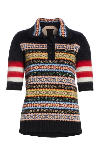 Shop N°21 N Degree21 Fair Isle Stripe Wool Blend Sweater In Multicolor