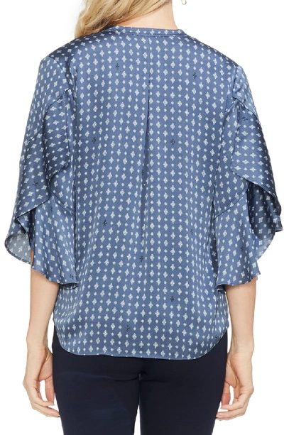 Shop Vince Camuto Ruffle Bell Sleeve Top In Antique Blue