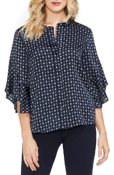 Shop Vince Camuto Ruffle Bell Sleeve Top In Classic Navy