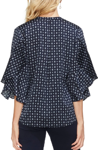 Shop Vince Camuto Ruffle Bell Sleeve Top In Classic Navy