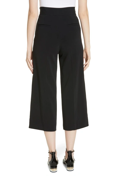 Shop Red Valentino Scalloped Contrast Stitch Crop Wide Leg Pants In Nero