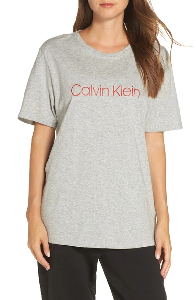 Shop Calvin Klein Monogram Lounge Tee In Grey Heather