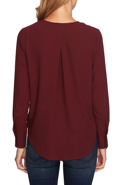 Shop 1.state Center Tie Blouse In Rich Chianti