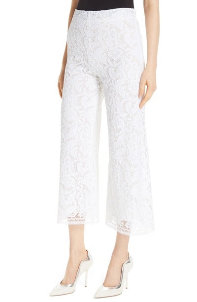 Shop Adam Lippes Lace Crop Wide Leg Pants In White