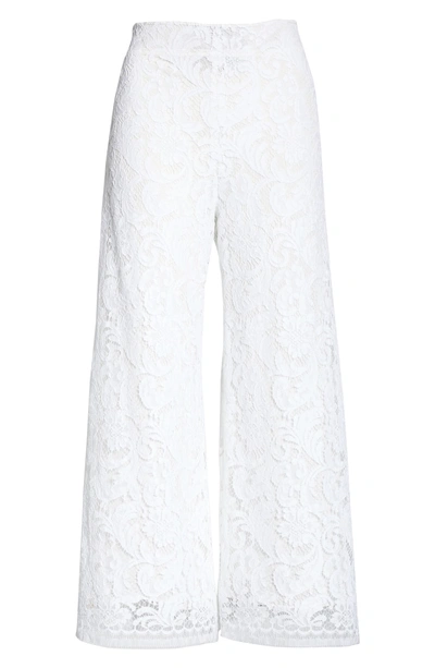 Shop Adam Lippes Lace Crop Wide Leg Pants In White
