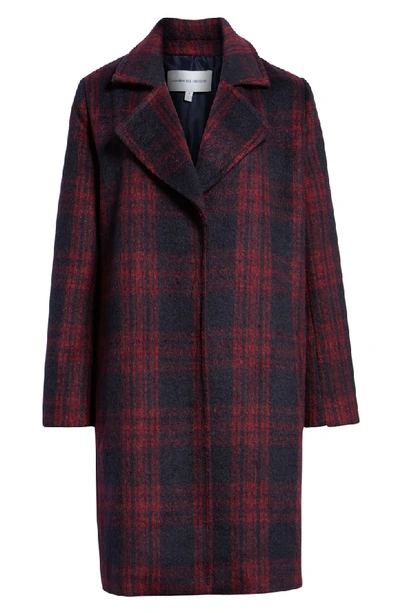 Shop Cupcakes And Cashmere Brushed Plaid Coat In Red Velvet
