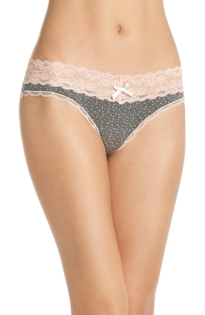 Shop Honeydew Intimates Ahna Thong In Charcoal Dot