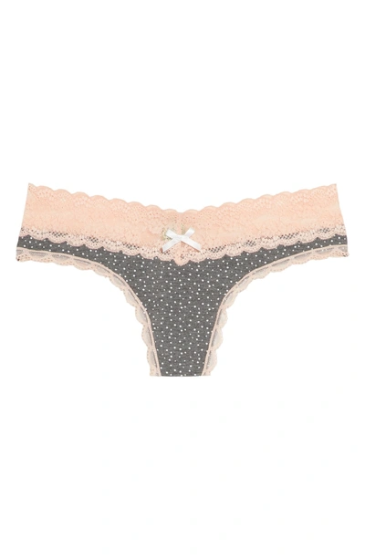 Shop Honeydew Intimates Ahna Thong In Charcoal Dot