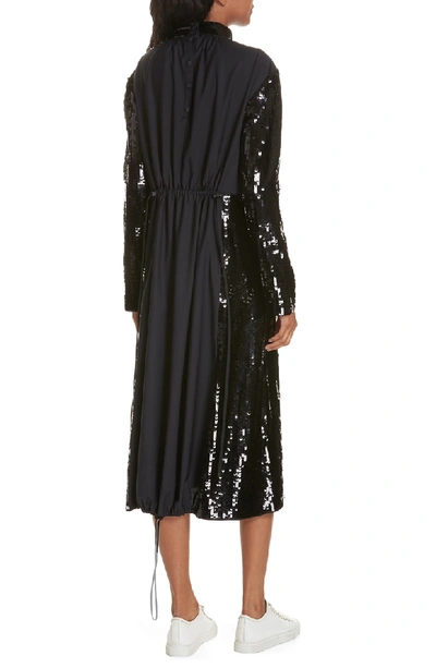 Shop Tibi Avril Sequin Midi Dress In Black/ Navy Multi