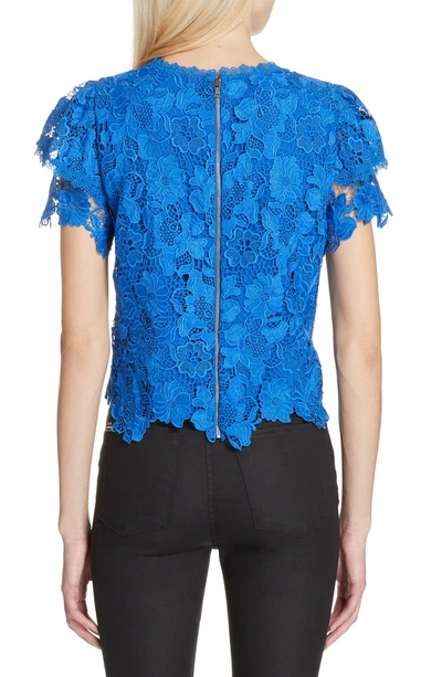 Shop Alice And Olivia Glady Lace Crop Blouse In Cobalt