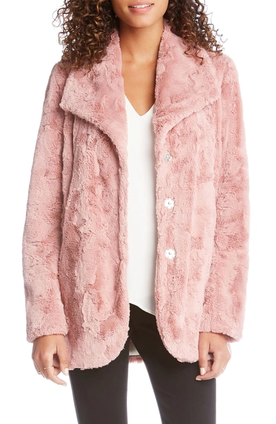 Shop Karen Kane Faux Fur Coat In Petal Pink