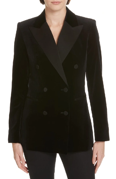 Shop Theory Stretch Velvet Tuxedo Jacket In Black