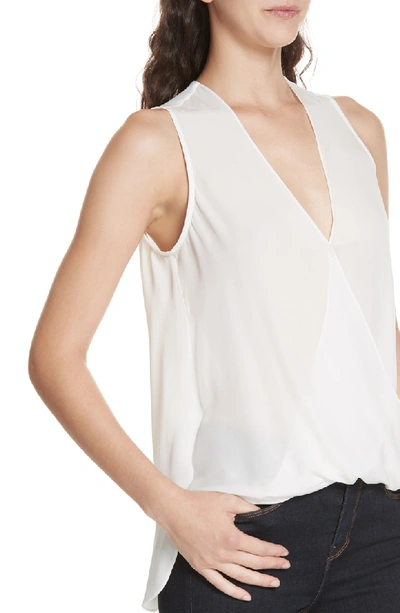 Shop L Agence Mila Draped Silk Surplice Blouse In Ivory