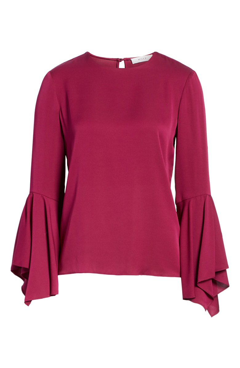 Milly Stretch Silk Holly Top In Berry | ModeSens