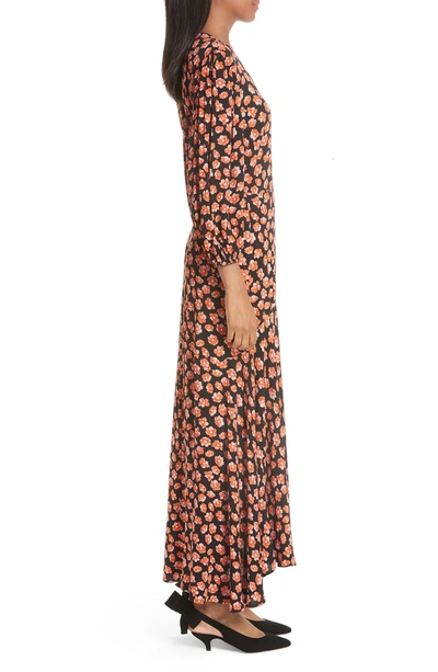 Shop Ganni Print Crepe Maxi Dress In Fiery Red 403