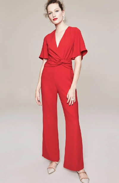 Shop Harlyn Twist Front Jumpsuit In Red