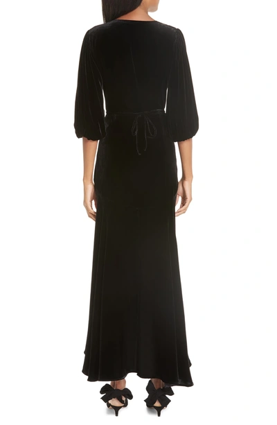 Shop Ganni Velvet Wrap Dress In Black 099